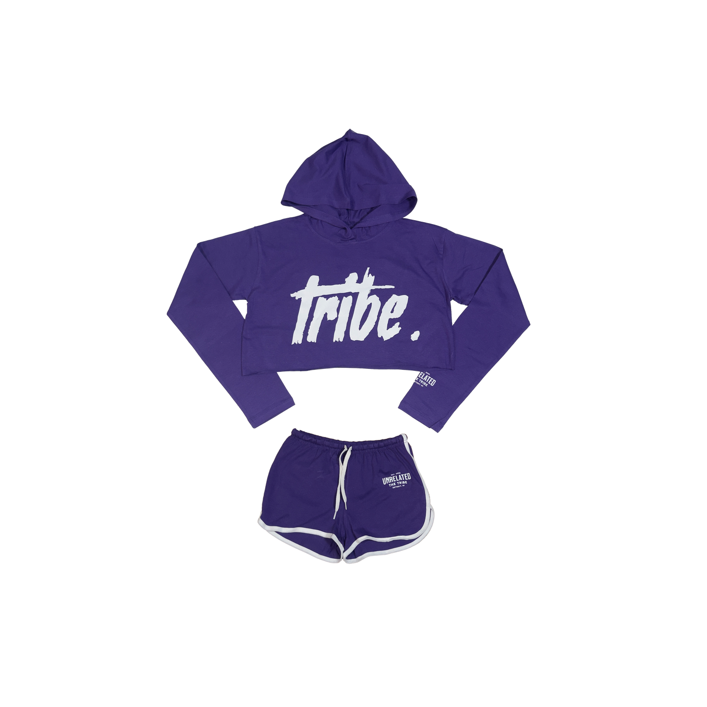 WOMEN'S TRIBE CROP HOODIE SHORT SET