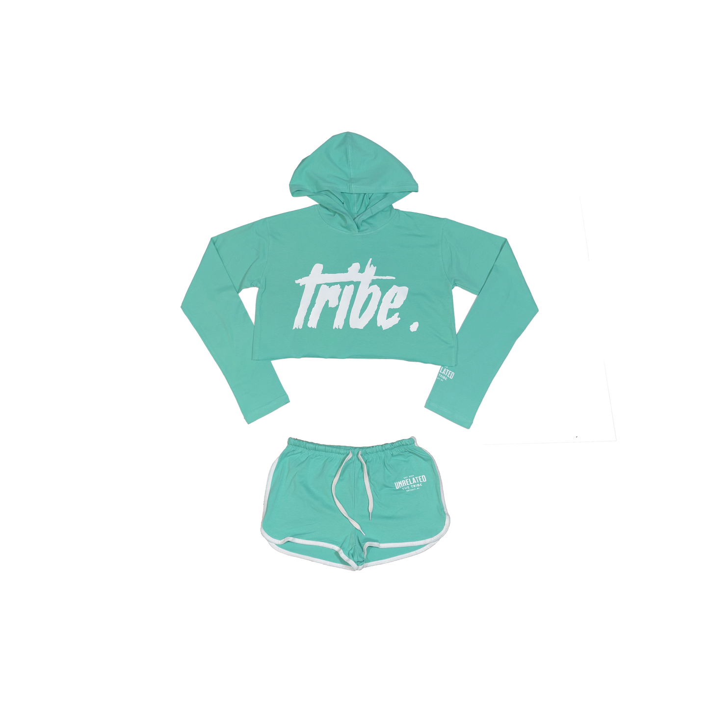 WOMEN'S TRIBE CROP HOODIE SHORT SET