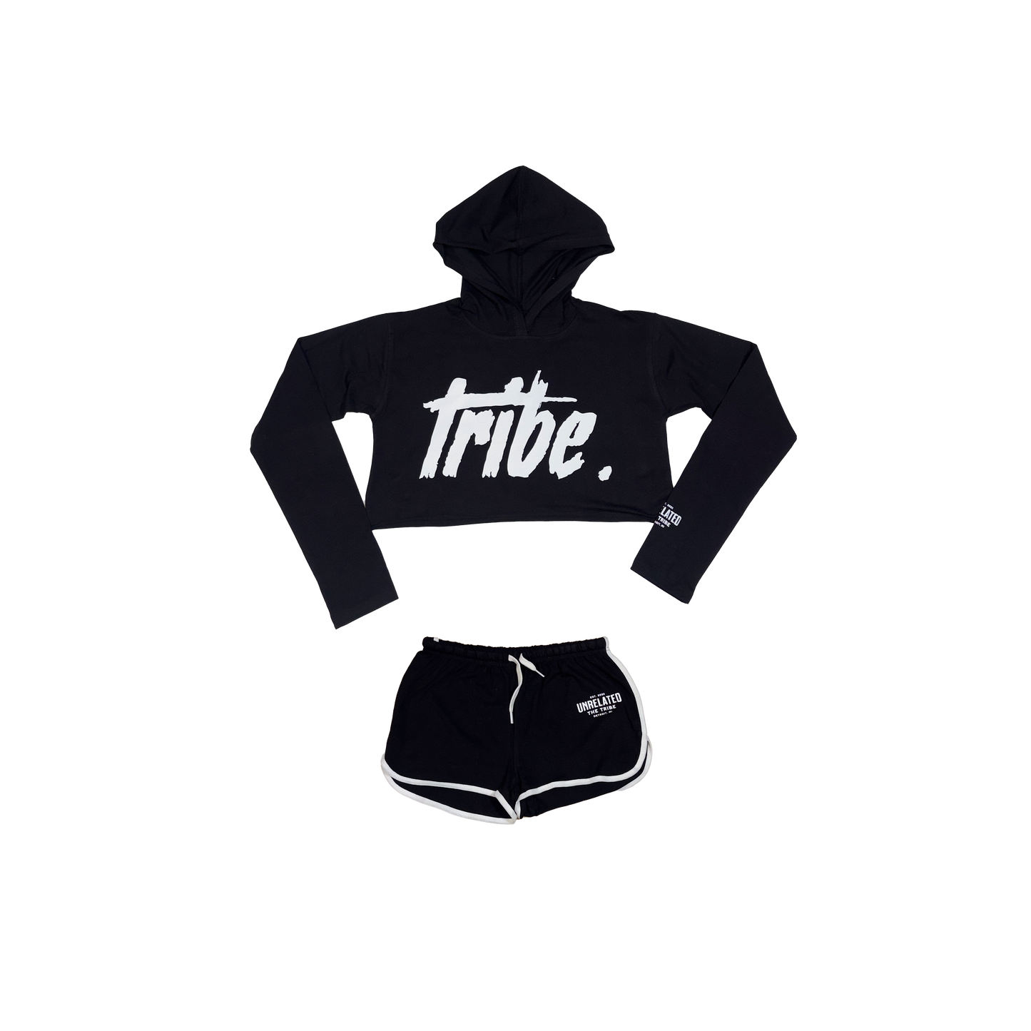 WOMEN'S TRIBE CROP HOODIE SHORT SET