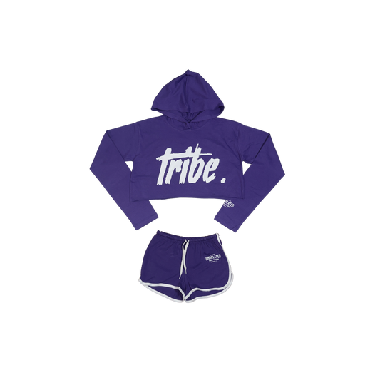 WOMEN'S TRIBE CROP HOODIE SHORT SET